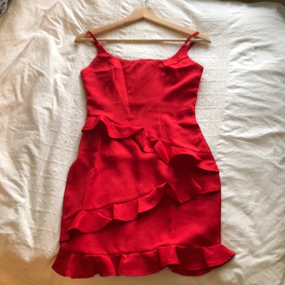 Red Selfie Leslie Ruffle Mini Dress